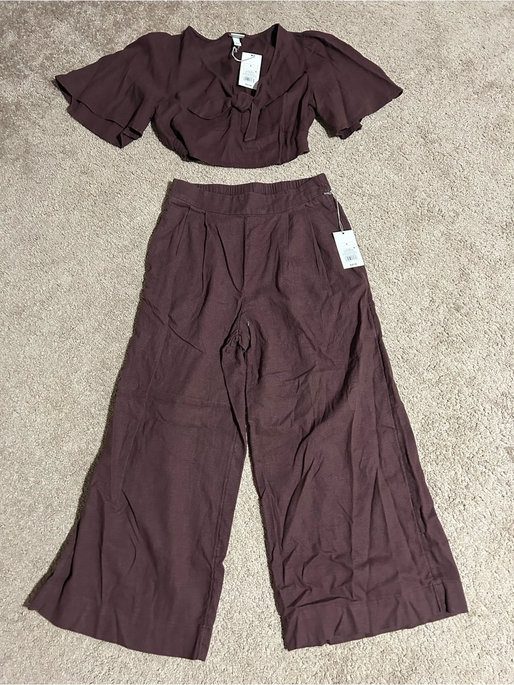 Target Women's Wide-Leg Two-Piece Set in Brown